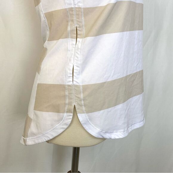 LULULEMON LIGHTENED UP SHORT SLEEVE STRIPE TEE CASHEW WHITE/WHITE - Picture 4 of 10